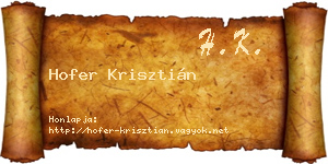 Hofer Krisztián névjegykártya